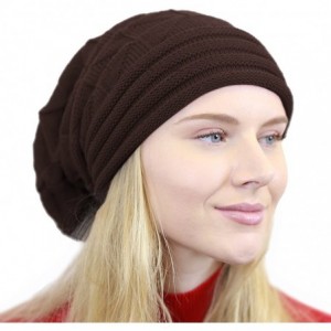 Skullies & Beanies All Kinds of Long Slouchy Baggy Wrinkled Oversized Beanie Winter Hat - 3. 1202 - Brown - C418YAD00G4 $23.71