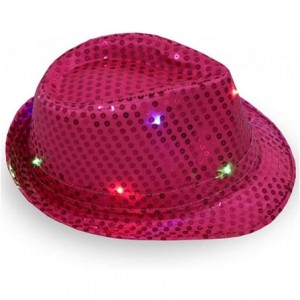Fedoras Unisex Sequin Panama Hat Short Brim Sun Hat Suitable for Party and Club- Light up The Night - Rose Red - CN18OWM3600 ...