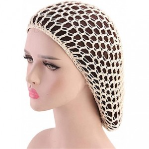 Skullies & Beanies Women Soft Rayon Snood Hat Hair Net Crocheted Hair Net Cap Mix Colors Dropshipping - Fw-12-beige - CL196Y7...