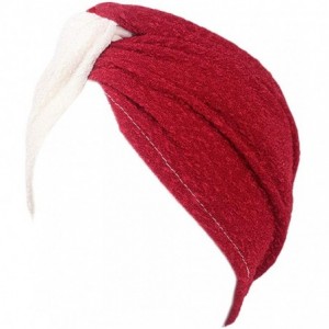 Skullies & Beanies Shiny Flower Turban Shimmer Chemo Cap Hairwrap Headwear Beanie Hair Scarf - White&red - CH18A4L26NK $22.18