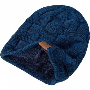 Skullies & Beanies Mens Winter Slouchy Beanie Warm Fleece Lined Skull Cap Baggy Cable Knit Hat - 2 - CZ18UIZOMLH $24.32