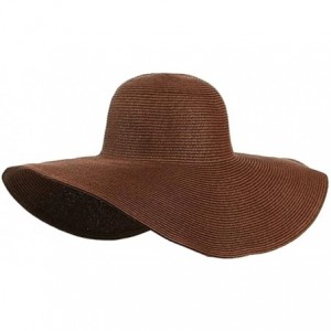 Sun Hats Wide Brim Roll-up Big Beautiful Solid Color Floppy Hat - Brown - CI11YCP1BH7 $39.24