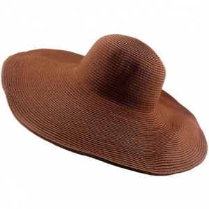 Sun Hats Wide Brim Roll-up Big Beautiful Solid Color Floppy Hat - Brown - CI11YCP1BH7 $35.97