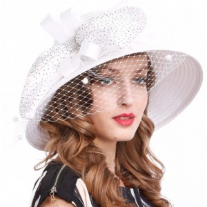 Bucket Hats Kentucky Derby Dress Church Cloche Hat Sweet Cute Floral Bucket Hat - Veil-white - CH18D2QZ9EY $61.94
