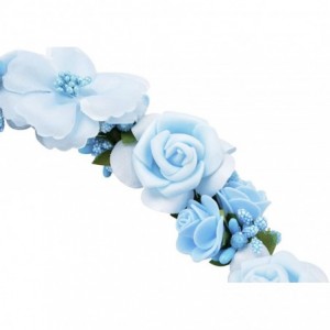 Headbands Flower Crown Wedding Hair Wreath Floral Headband Garland Wrist Band Set - Light Blue - CM185LZZNGS $48.40