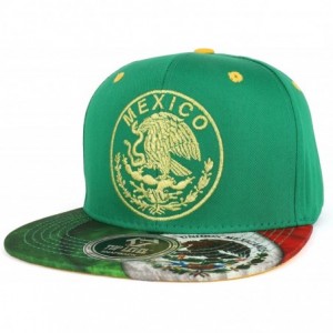 Baseball Caps Mexico Coat of Arms Golden Eagle Emblem Embroidered Snapback Cap - Kelly Green - CG180L9L3ET $37.08
