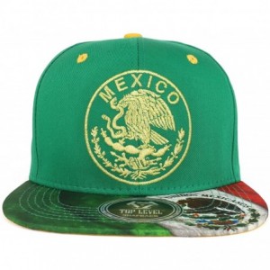 Baseball Caps Mexico Coat of Arms Golden Eagle Emblem Embroidered Snapback Cap - Kelly Green - CG180L9L3ET $37.08