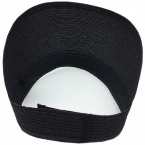 Sun Hats 100% Straw Sun Visor Hat Cap Sun Protection - Black - CL124GCTMA7 $30.83