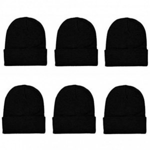 Skullies & Beanies Men's Women's Warm Soft Knit Stretchy Winter Beanie Cap Hat - 6-pack - Blk - C518ZOYUODI $19.90