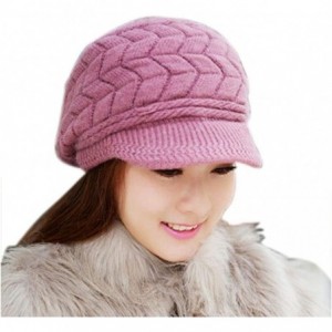 Berets Fashion Women Hat Winter Skullies Beanies Knitted Hats Rabbit Fur Cap - Purple - C512N6CB20U $16.62