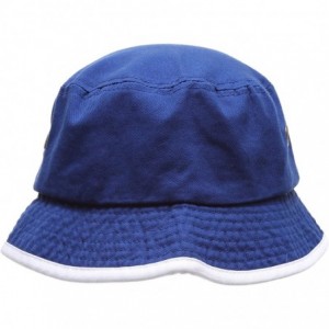 Bucket Hats Summer Adventure Foldable 100% Cotton Stone-Washed Bucket hat with Trim. - Royal-white - C1182MUKSMR $21.02