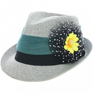 Fedoras Women's Floral Polka Dot Fedora Hat - Gray - CN12GLW4V1B $68.22