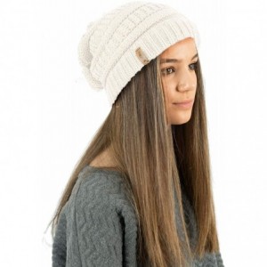 Skullies & Beanies Ladies Textured Knit Beanie HAT with Detachable Faux Fur POM POM - Cream - CF12KTD01JJ $19.10