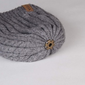 Skullies & Beanies Winter Beanie for Women Warm Knit Bobble Skull Cap Big Fur Pom Pom Hats for Women - 05 Grey With Grey Pom ...