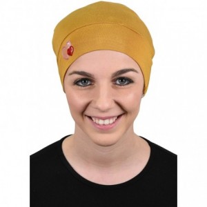 Skullies & Beanies Womens Soft Sleep Cap Comfy Cancer Hat with Hearts Applique - Mustard - CX189SNC5SA $34.33