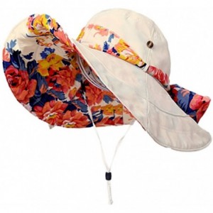 Sun Hats PYD Foldable Reversible Windproof Fashion Over Wide Brim Sun Hat with Allover Beach Cap Sunbonnet Hat Beige - CS17YH...