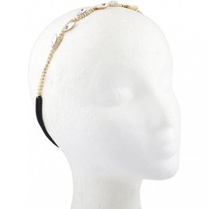 Headbands Goldtone Floral Crystal Pave Queen Bridal Bridesmaid Flower Girl Stretch Headband - Flower Petal - CV17YHQ6E7N $18.37