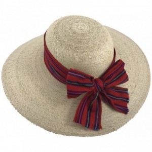 Sun Hats The Original DAMA Lady's Moreno Palm Straw Sun Hat - Natural W/ Red/Green Bow - C4184NLU3HW $58.94