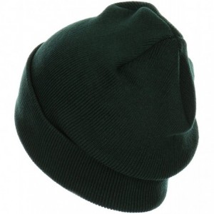 Skullies & Beanies Thick Plain Knit Beanie Slouchy Cuff Toboggan Daily Hat Soft Unisex Solid Skull Cap - Dark Green - C5188DI...