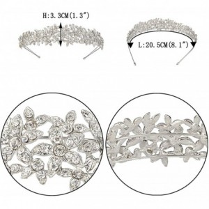 Headbands Women's Austrian Crystal Wedding Flower Cluster Hair Band Clear - Silver-Tone - CD11U9UTYV9 $39.13