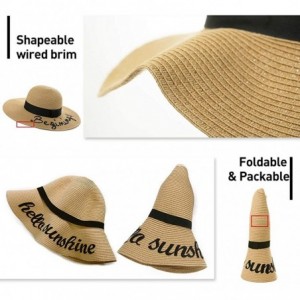 Sun Hats Floppy Straw Sun Hat UPF 50 Wide Brim Beach Summer Hats Packable - Begining Khaki00756 - C718T6075E7 $32.63