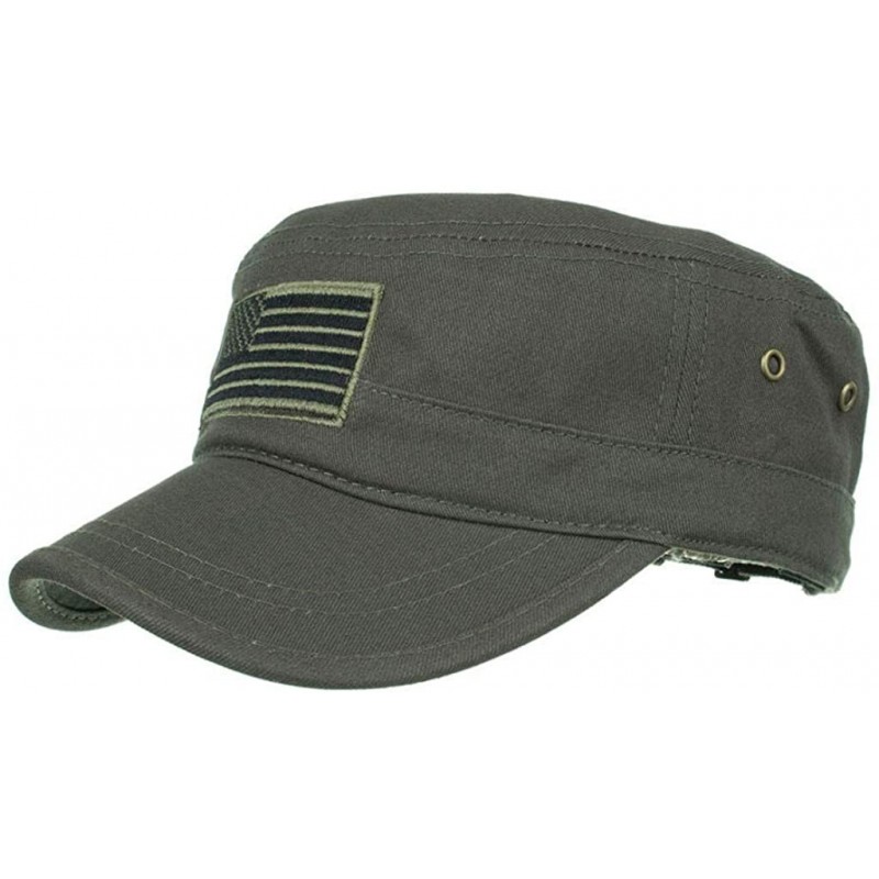 Newsboy Caps Women Men Washed Cotton Cadet Army Cap Basic Cap Military Style Hat Flat Top Cap Baseball Cap - Green 3 - C818ZR...