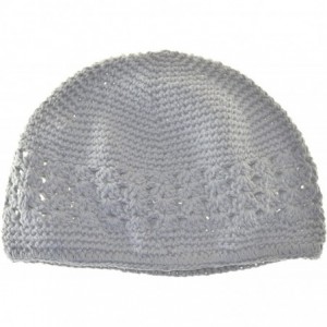 Skullies & Beanies Kufi Hat Crochet Cap Beanie Gray Grey - CA11C55SB5V $17.48