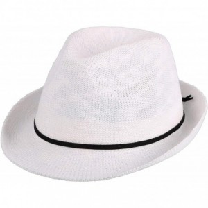 Fedoras Unisex Lightweight Packable Foldable Straw Fedora Hat Beach Sun Hat - White - CF18KR6DQ04 $30.23