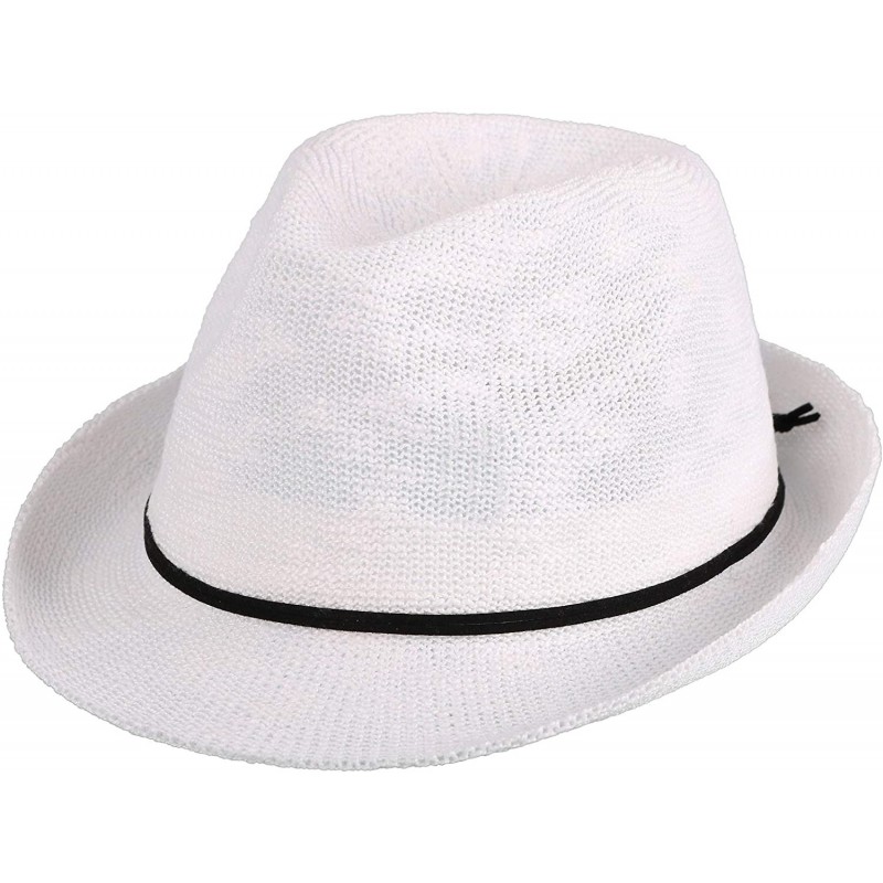 Fedoras Unisex Lightweight Packable Foldable Straw Fedora Hat Beach Sun Hat - White - CF18KR6DQ04 $26.63