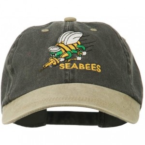 Baseball Caps Navy Seabees Symbol Embroidered Dyed Two Tone Cap - Black Khaki - C011QLM93VF $51.50