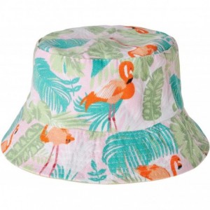 Bucket Hats Unisex Cute Unique Print Travel Bucket Hat Summer Fisherman Cap - Flamingos tropical Jungle-pink - CR18E23OWNN $2...