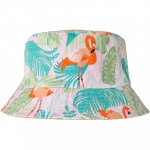Bucket Hats Unisex Cute Unique Print Travel Bucket Hat Summer Fisherman Cap - Flamingos tropical Jungle-pink - CR18E23OWNN $2...