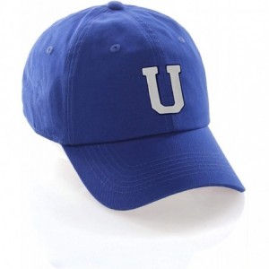 Baseball Caps Customized Letter Intial Baseball Hat A to Z Team Colors- Blue Cap Navy White - Letter U - C818NR7GQOO $24.01