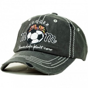 Baseball Caps Vintage Ball Caps for Women Mama Bear Dog Mom Washed Cap - Soccer Mom- Black - C718ZYEOLYK $19.61