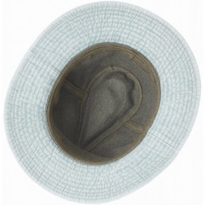 Fedoras Denim Fedora Hat Plain Stitch Washed Short Wide Brim Panama Hat KR61009 - Lightblue - C118E5D7396 $62.60