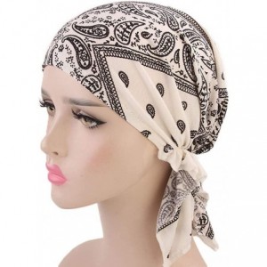 Skullies & Beanies Women Ruffles Floral Print Cancer Chemo Hat Beanie Scarf Turban Head Wrap Cap - H - CB18QXL86TK $18.90