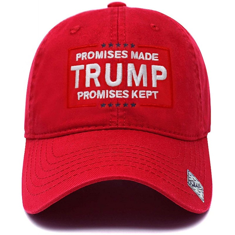 Baseball Caps Trump Promise Made Promise Kept Campaign Rally Embroidered US Trump MAGA Hat Baseball Cap PC101 - Pc101 Red - C...