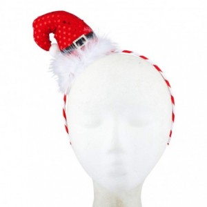 Headbands Little Red Sequins Santa Claus Hat White Fur Stripes Headband - C118LIL80NY $17.50