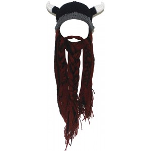 Skullies & Beanies Men's Original Barbarian Knit Beard Hat Viking Horns Bearded Caps - Bkbr - CA12M7QNLZR $31.70