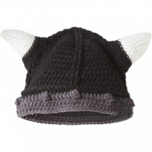 Skullies & Beanies Men's Original Barbarian Knit Beard Hat Viking Horns Bearded Caps - Bkbr - CA12M7QNLZR $31.70