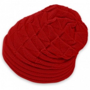 Skullies & Beanies Men Textured Design Winter Wearing Knit Cap Beanie Hat - Red-triangle - CI120YS3G41 $17.93