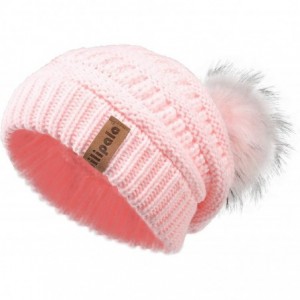 Skullies & Beanies Womens Winter Knit Beanie Hat Slouchy Warm Pom Pom Hat Faux Fur Caps for Women Ladies Girls - C318YM23Q8Q ...
