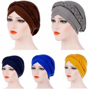 Skullies & Beanies Chemo Cancer Braid Turban Cap Ethnic Bohemia Twisted Hair Cover Wrap Turban Headwear - Coffee - CR18U06RCI...