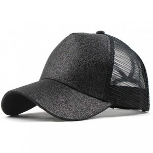 Baseball Caps Baseball Cap for Women- Sequins Outdoor Trucker Hat Ponytail Holder Visor Snapback - Black B - CN18SZYXEMT $20.22