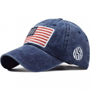 Baseball Caps Washed Low Profile American-Flag Baseball Cap Men Women - Blue - C718Y7HXCCK $23.48
