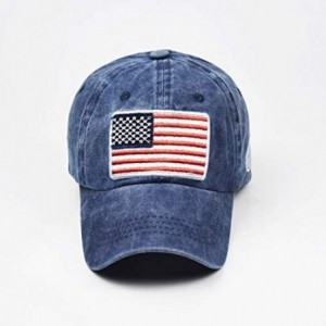 Baseball Caps Washed Low Profile American-Flag Baseball Cap Men Women - Blue - C718Y7HXCCK $23.48