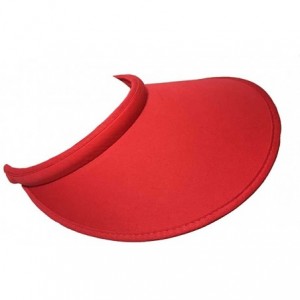 Sun Hats Big Sun Visor Hat Solid Color Cotton Push On Clip On Sun Protection - Red - C811AX55GGV $33.00