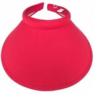 Sun Hats Big Sun Visor Hat Solid Color Cotton Push On Clip On Sun Protection - Red - C811AX55GGV $30.53