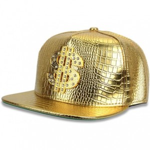 Baseball Caps NYU14 The New Crocodile Baseball caps Alloy Dollar Flat-Brimmed hat Hip-hop hat - Gold - CI12FQS35M7 $32.56