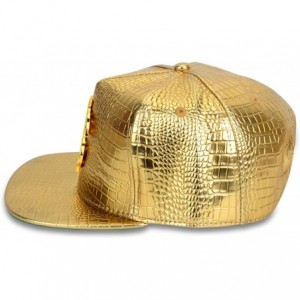 Baseball Caps NYU14 The New Crocodile Baseball caps Alloy Dollar Flat-Brimmed hat Hip-hop hat - Gold - CI12FQS35M7 $32.56